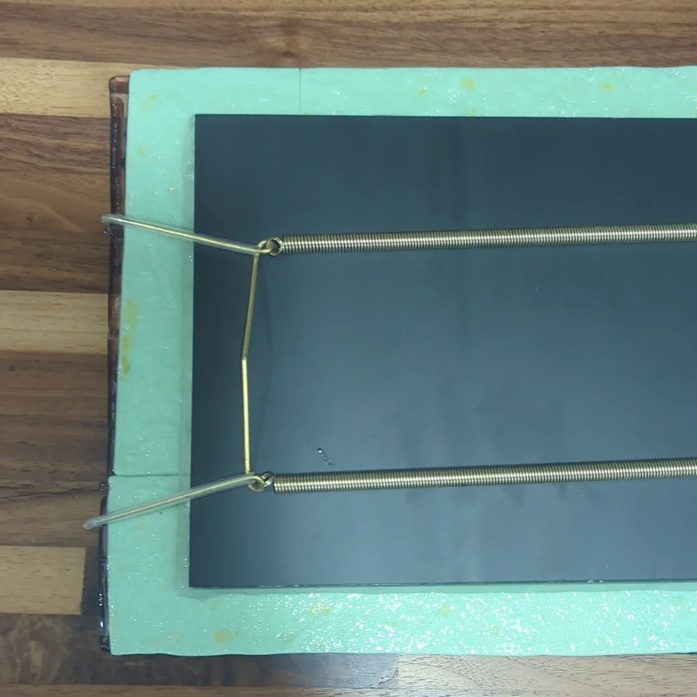 Artist made 8x10 fused glass mirror with hanger flowers green